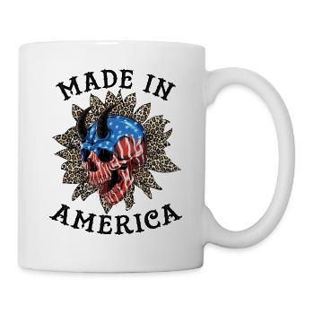 Skull Made In America Funny 4th of July - Tasse - Weiß - Rechts