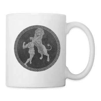 Hercules Greek Hero, Battle with Lion - Mug - white - Right