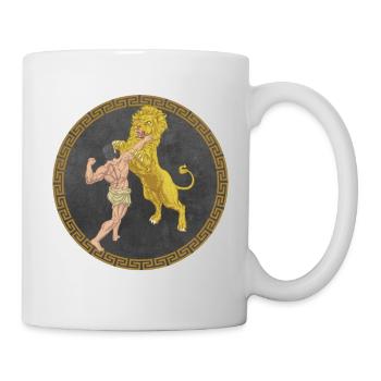 Hercules Greek Hero, Battle with Lion - Mug - white - Right