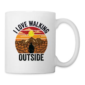 I Love Walking Outside Outdoor Mountain Hiking - Mug - white - Right