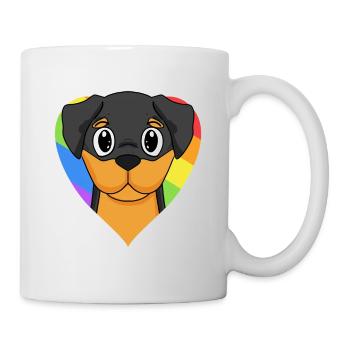 Rottweiler Hund Regenbogen Herz - Tasse - Weiß - Rechts