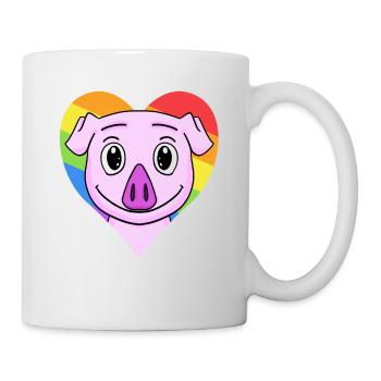 Schwein Lgbt Regenbogen Farben - Tasse - Weiß - Rechts