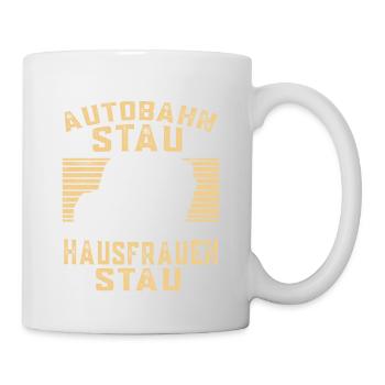 Autobahn Stau LKW Fahrer Fernfahrer Geschenk - Tasse - Weiß - Rechts