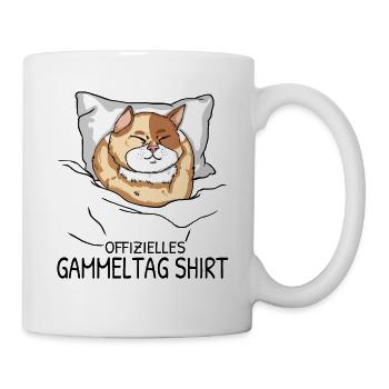 Offizielles Gammeltag Katzen Fan Schlafshirt - Tasse - Weiß - Rechts