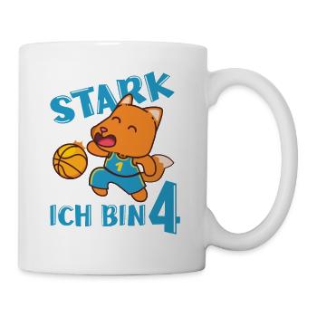 4. Geburtstag Stark Ich bin 4 Fuchs Basketballer - Tasse - Weiß - Rechts