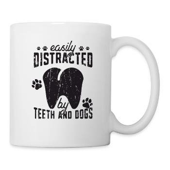 Leicht abgelenkt von Zähnen und Hunden - Zahnarzt - Tasse - Weiß - Rechts