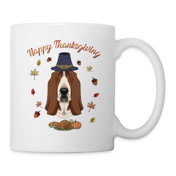 Happy Thanksgiving I Dog Lover I Basset Hound - Tasse - Weiß - Rechts