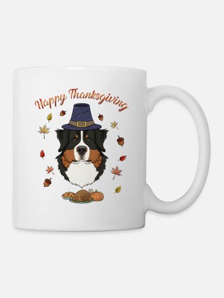 Joyeux Thanksgiving I Amoureux des chiens I Montagne bernoise - Mug blanc - blanc