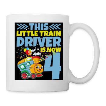 4ème anniversaire ce petit conducteur de train a maintenant 4 ans - Mug blanc - blanc - Droite