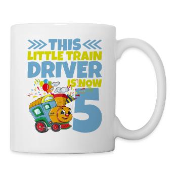 5ème anniversaire ce petit conducteur de train a maintenant 5 ans - Mug blanc - blanc - Droite