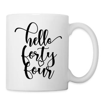 Hello Forty Four Cute 44 Years Old Birthday - Mug - white - Right