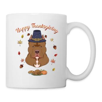 Happy Thanksgiving I Dog Lover I Pitbull - Tasse - Weiß - Rechts