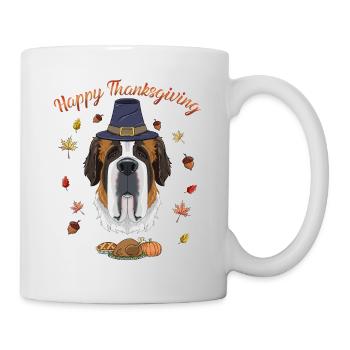 Happy Thanksgiving I Dog Lover I Saint Bernard - Tasse - Weiß - Rechts