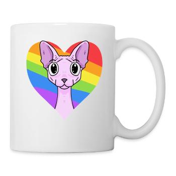 LGBT Katze Sphynx Regenbogen - Tasse - Weiß - Rechts