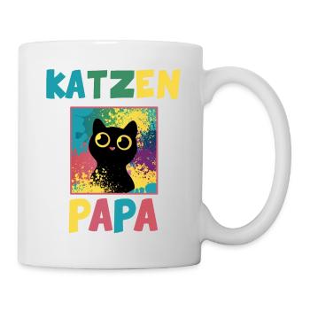Katzen Papa Portrait Tiermotiv Geschenk - Tasse - Weiß - Rechts