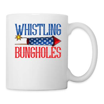 Whistling Bungholes Firework 4th of July Merica - Mug - white - Right