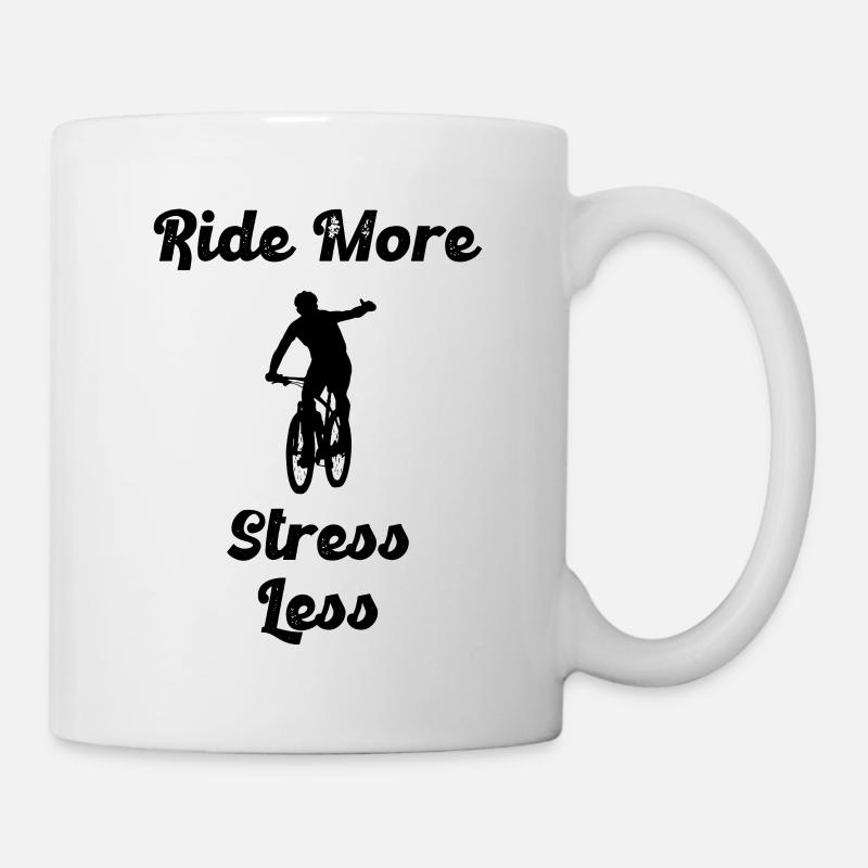 Roulez plus de stress moins de vélo vélo - Mug blanc - blanc