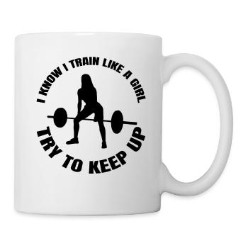 Fitness Frau Muskel Mädchen Training Bodybuilderin - Tasse - Weiß - Rechts