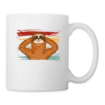 Drei Worte Faul Faultier Gammeltag Morgenmuffel - Tasse - Weiß - Rechts