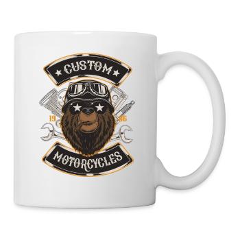 Motos Custom Vintage Bike Motocycliste Ours - Mug blanc - blanc - Droite