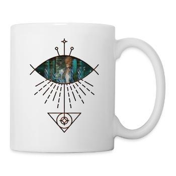Cute little mermaid with fantasy fish - Mug - white - Right