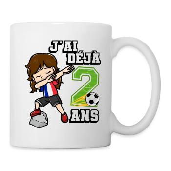 Soccer Girl C’est mon 2e anniversaire Français - Mug blanc - blanc - Droite