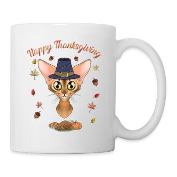 Amoureux des chats abyssins I Joyeux Thanksgiving - Mug blanc - blanc - Droite