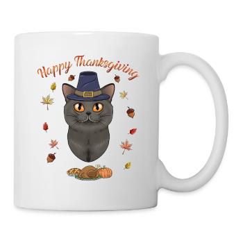British Shorthair Cat Lover I Happy Thanksgiving - Mug blanc - blanc - Droite