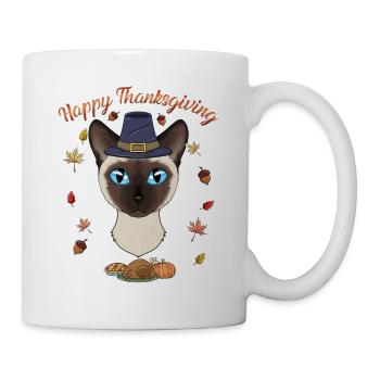 Amoureux des chats siamois I Happy Thanksgiving - Mug blanc - blanc - Droite