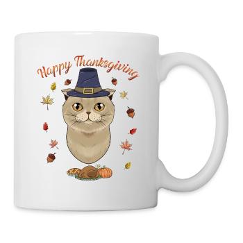 Scottish Fold Cat Lover I Joyeux Thanksgiving - Mug blanc - blanc - Droite