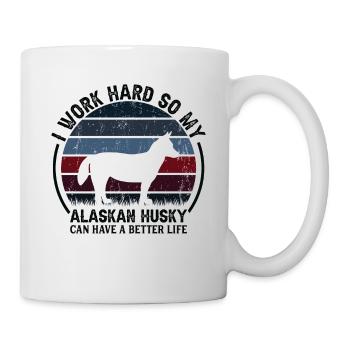 Travaillez dur - Retro Alaskan Husky - Mug blanc - blanc - Droite