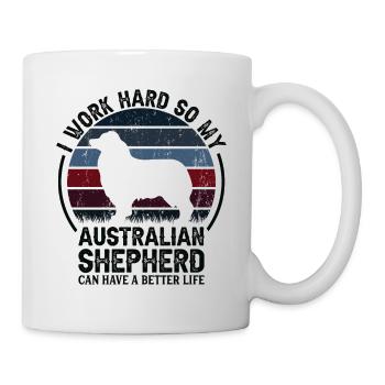 Travaillez dur - Retro Australian Shepherd - Mug blanc - blanc - Droite