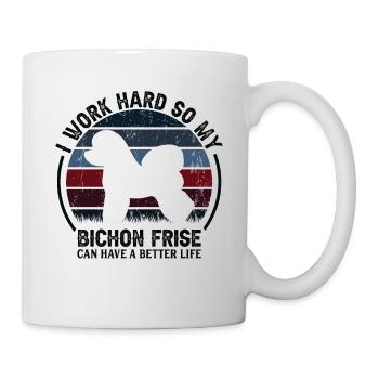Travailler dur - Retro Bichon Frise - Mug blanc - blanc - Droite