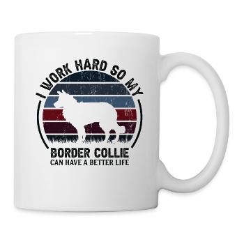 Travaillez dur - Retro Border Collie - Mug blanc - blanc - Droite
