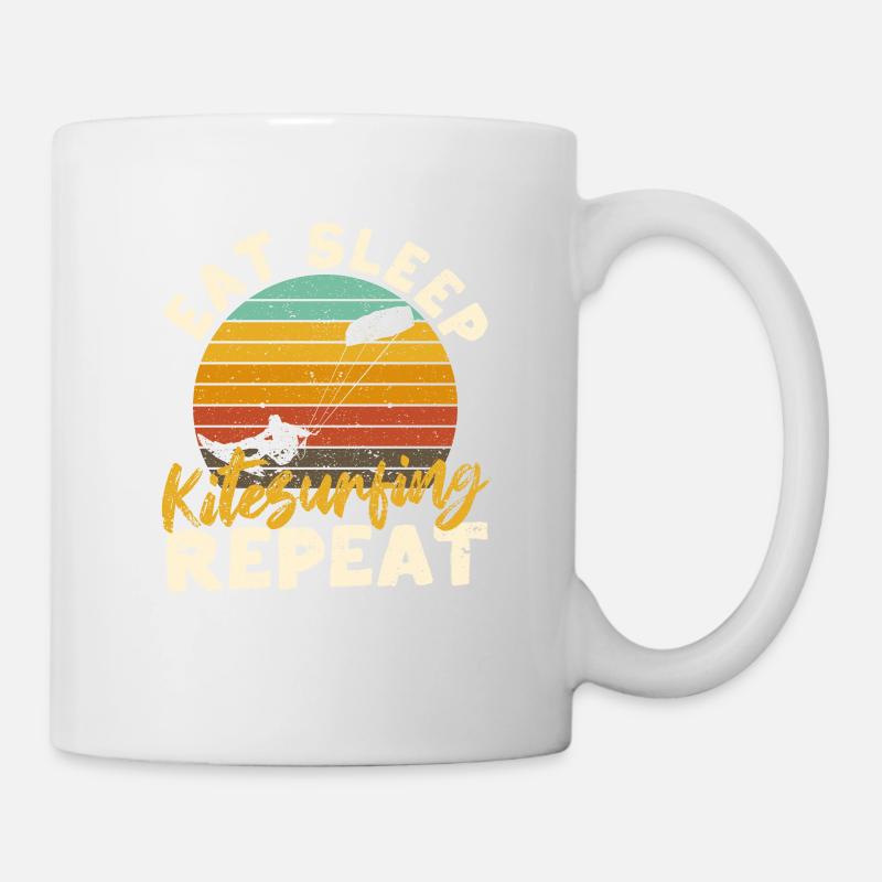 Eat Sleep Kitesurfing Repeat Funny Kite Surfer - Tasse - Weiß