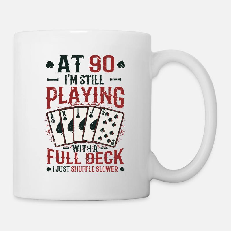 Mit neunzig Spielen, 90. Geburtstag - Tasse - Weiß