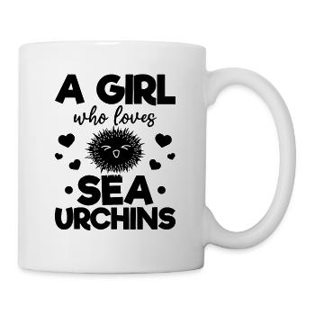 A girl who loves sea urchins - Mug - white - Right