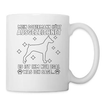 Süßes Dobermann Hundeliebhaber lustig Hunde Spruch - Tasse - Weiß - Rechts