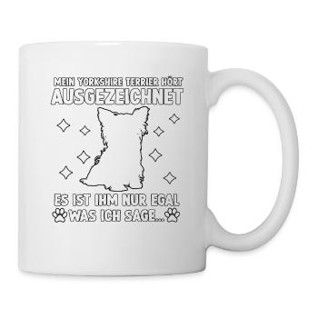 Lustiges Yorkie Hunde Motiv Yorkshire Terrier - Tasse - Weiß - Rechts