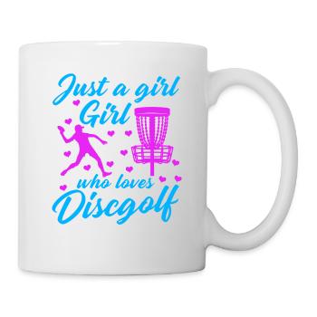 Mädchen, Das Disc Golf Vintage Ultimate Frisbee - Tasse - Weiß - Rechts