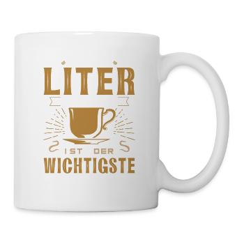 Kaffee Der erste Liter - Tasse - Weiß - Rechts