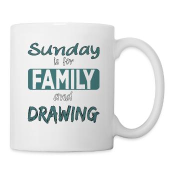 Sunday Is For Family And Drawing Saying - Mug blanc - blanc - Droite