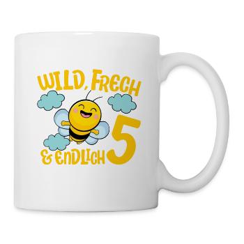 Motif d’anniversaire d’abeille enfin 5 ans fille - Mug blanc - blanc - Droite