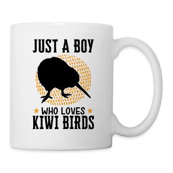 Only a boy who loves kiwi birds - Mug - white - Right