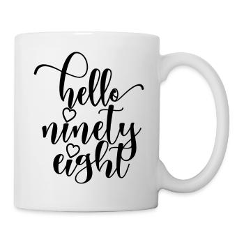 Bonjour Quatre-vingt-dix-huit mignons anniversaire de 98 ans - Mug blanc - blanc - Droite