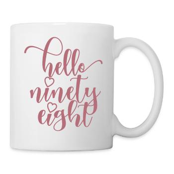 Bonjour Quatre-vingt-dix-huit mignons anniversaire de 98 ans - Mug blanc - blanc - Droite