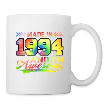 Fabriqué en 1994 et je suis génial Tie Dye coloré - Mug blanc - blanc - Droite