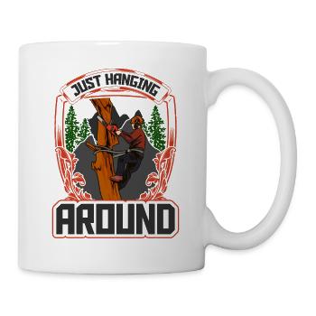 Woodworking Just Hanging Around Chainsaw - Tasse - Weiß - Rechts