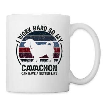 Travaillez dur - Retro Cavachon - Mug blanc - blanc - Droite