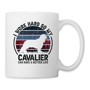 Work Hard - Retro Cavalier - Mug - white - Right